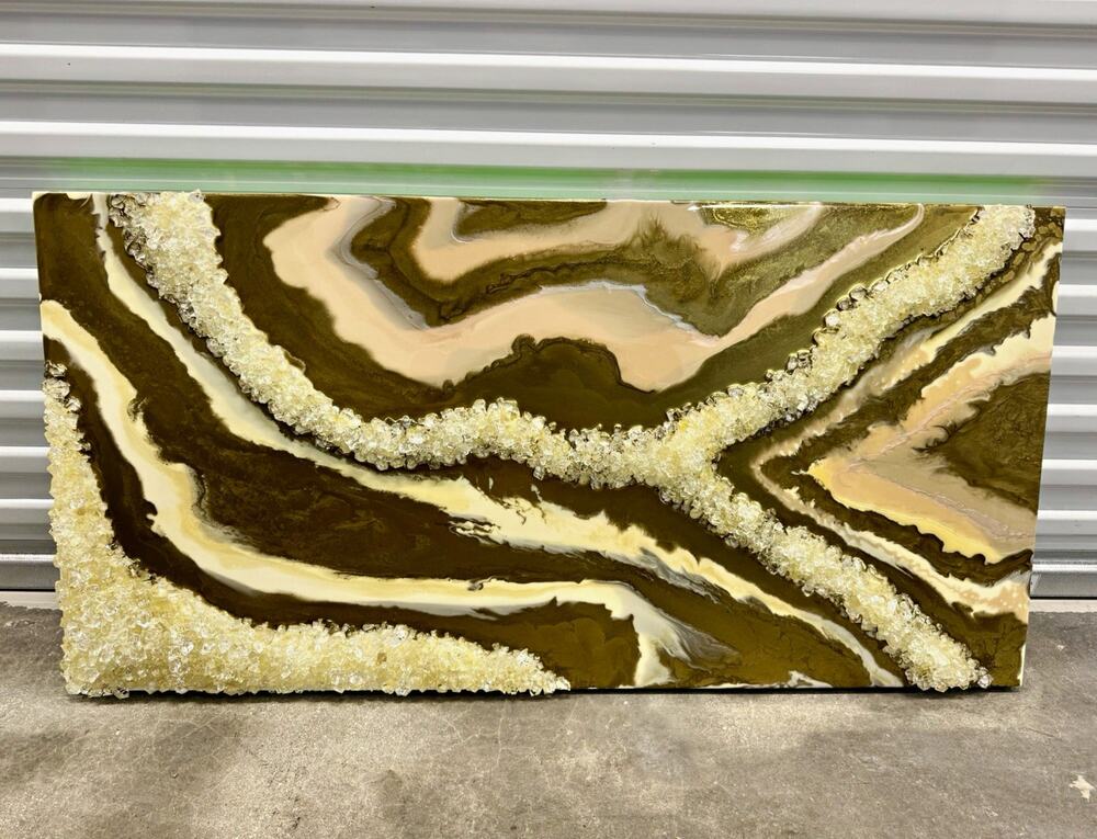 Large Abstract 3D Resin Wood Wall Art Panel Unframed 48 in x 24 in